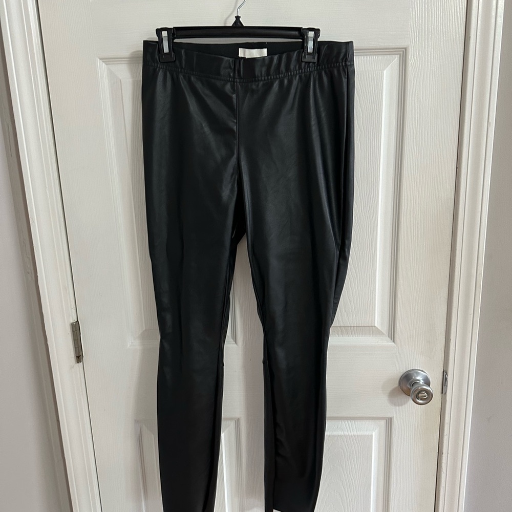 H&M Black Faux Vegan Leather Leggings NWT size 12